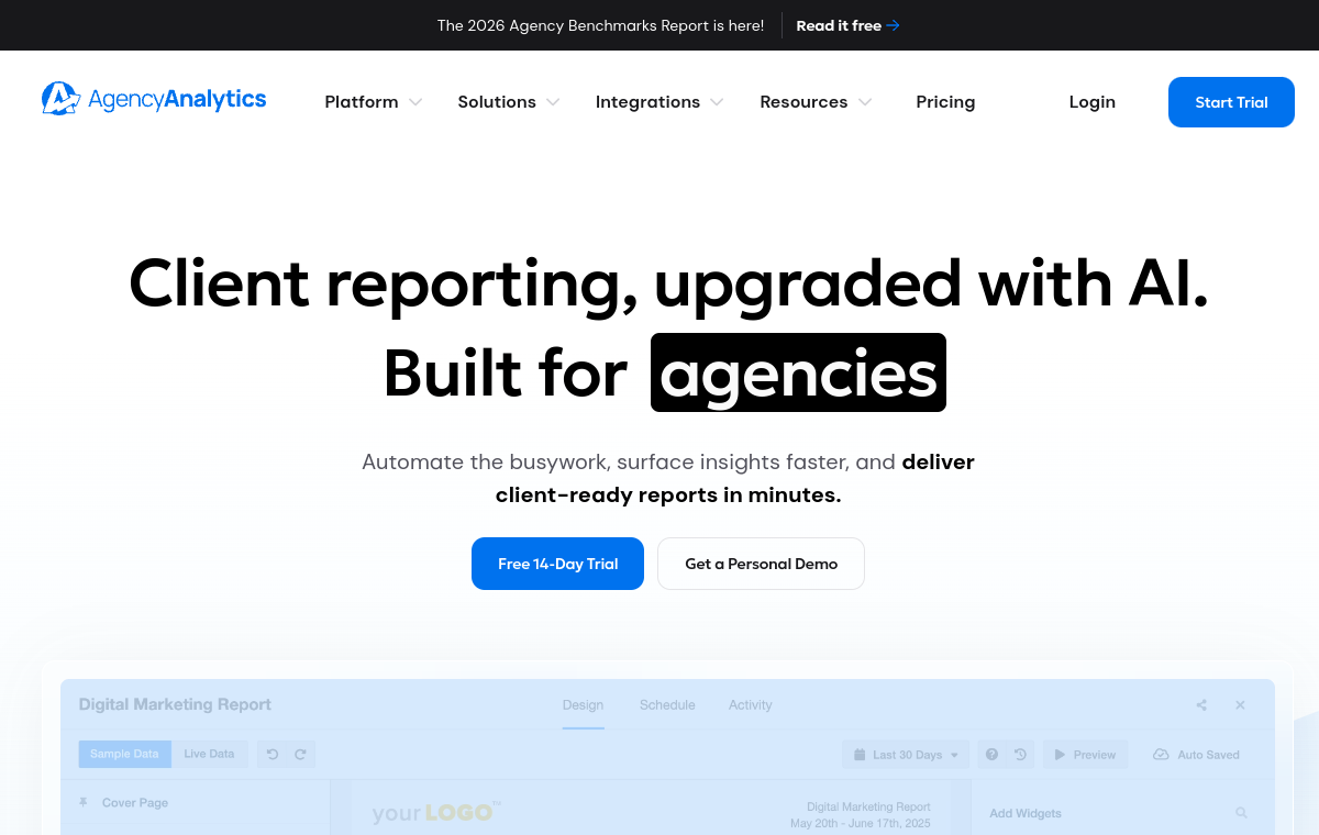AgencyAnalytics client reporting dashboard