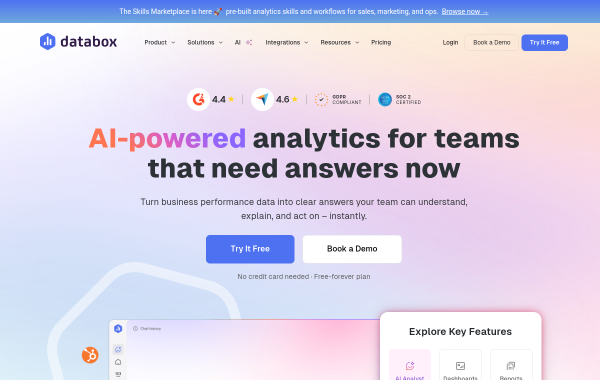 Databox marketing KPI dashboard