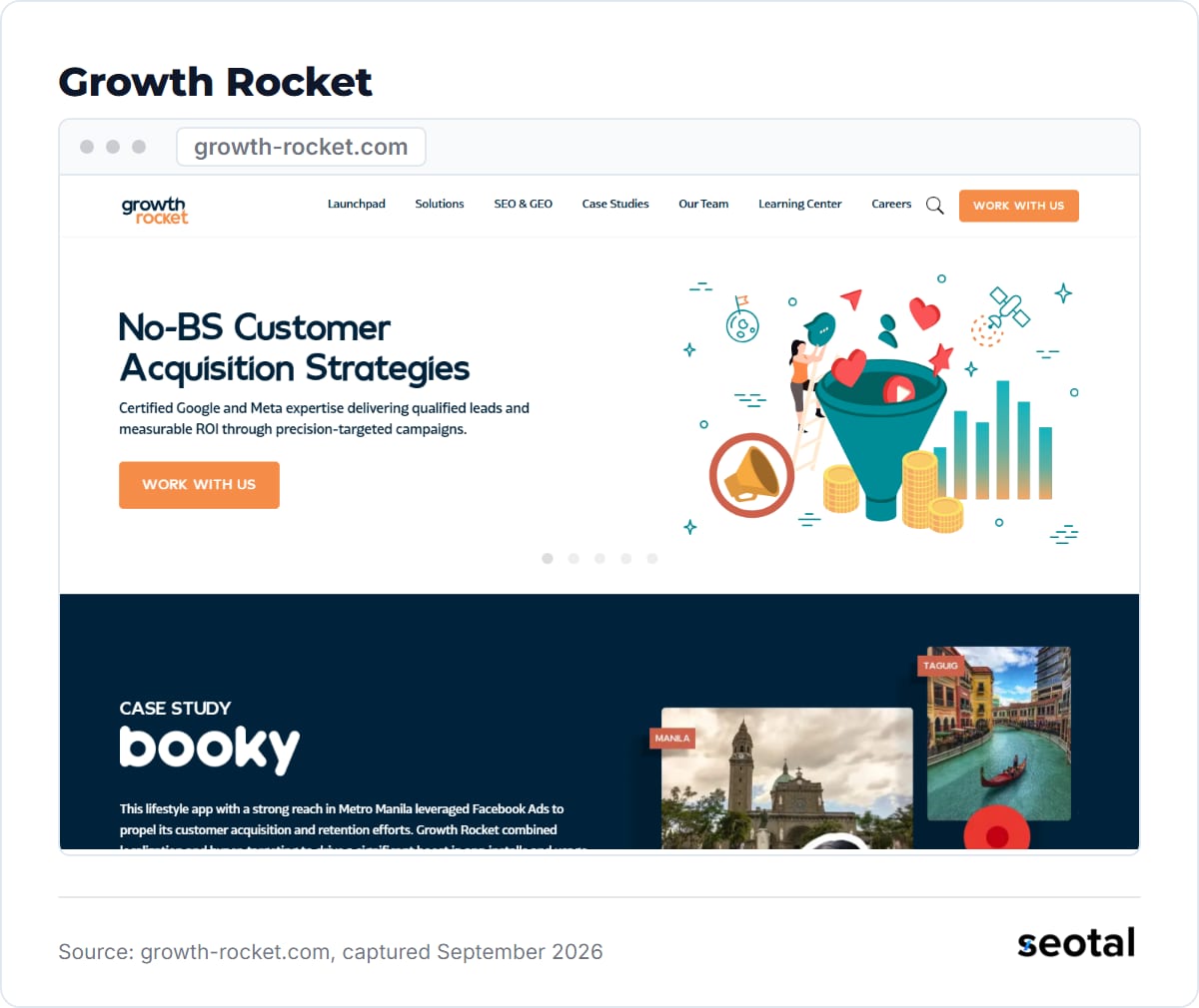 Growth Rocket homepage at growth-rocket.com, captured September 2026