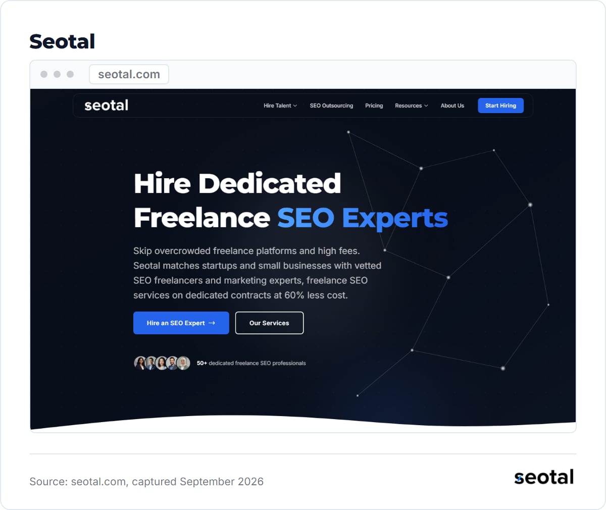 Seotal homepage at seotal.com, captured September 2026
